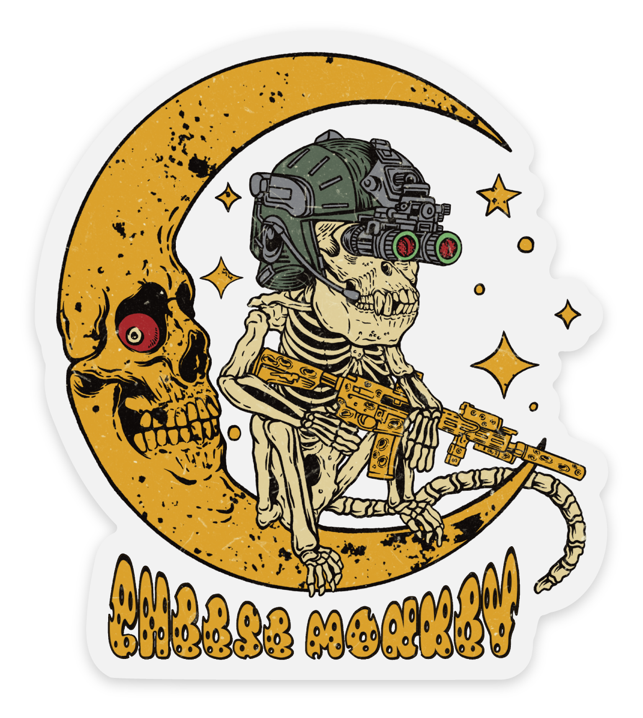 Cheese Monkey Skeleton Clear Sticker